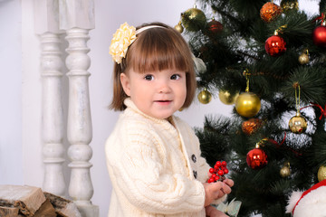 toddler girl in christmas interior