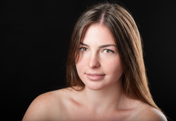 close-up portrait of beautiful glad woman