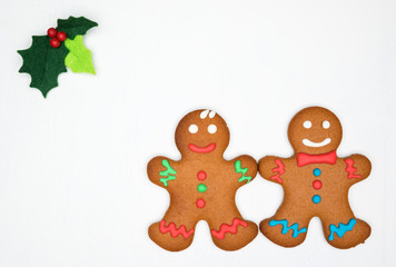 Gingerbread cookies on the white background