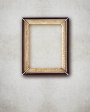 old picture frame  wood isolated on wall effect background