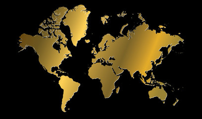 Fototapeta na wymiar Gold map of the world