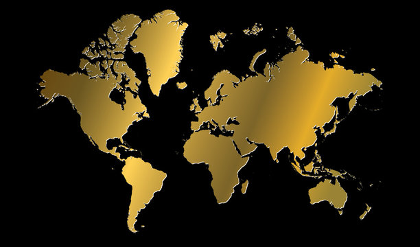 Gold map of the world