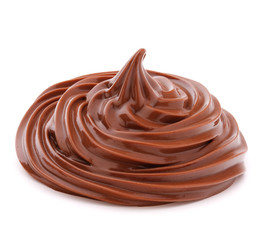 Chocolate cream swirl isolated on white background cutout