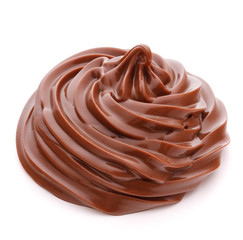 Chocolate cream swirl isolated on white background cutout