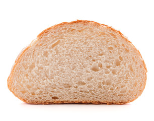 Hunk or slice of fresh white bread isolated on white background
