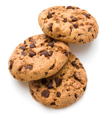 Chocolate cookies isolated on white background cutout