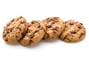 Chocolate cookies isolated on white background cutout