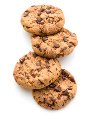 Chocolate cookies isolated on white background cutout