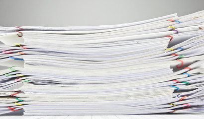 Pile of paperwork place on finance account