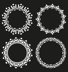 Set of round frames on a black background