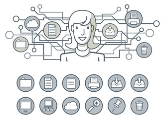 Work at office. Simple line