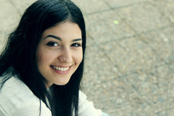 Closeup portrait of beautiful young girl