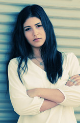 Closeup portrait of beautiful young girl