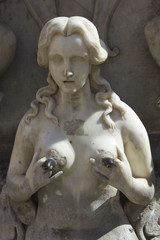 Fototapeta na wymiar Amalfi, Italy: Fountain on piazza Duomo, Architectural detail