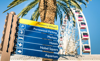 Urban sign at Victoria Wharf in Cape Town waterfront