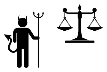 Diable devant une balance