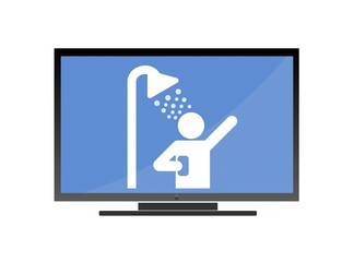 Se doucher dans un écran de télévision