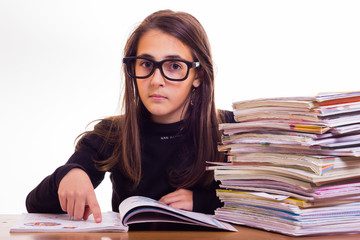 little cute girl do homeworks