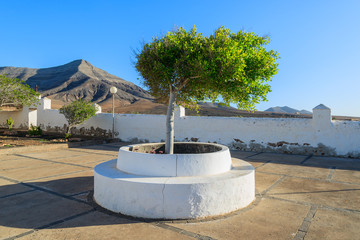 Courtyard of Canary style church in Tefia village, Fuerteventura © pkazmierczak