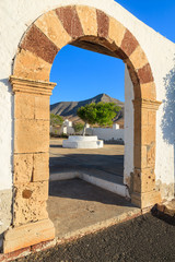 Gate to Canary style church in Tefia village, Fuerteventura