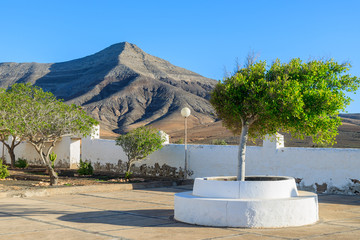 Courtyard of Canary style church in Tefia village, Fuerteventura © pkazmierczak