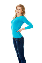 Fototapeta premium Full length woman with back pain