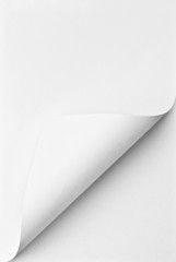 Blank folded sheet of paper with curled corner