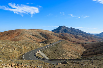 Scenic mountain road and volcano view, Tuineje, Fuerteventura