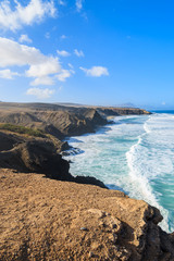 La Pared beach and ocean bay on coast of Fuerteventura island
