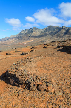 Volcanic mountain landscape near Cofete beach, Fuerteventura