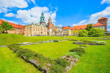 Wawel castle on beautiful sunny day in Krakow, Poland