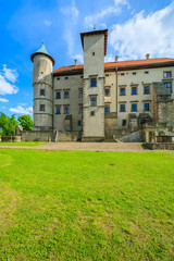 Beautiful castle on sunny beautiful day in Nowy Wisnicz, Poland
