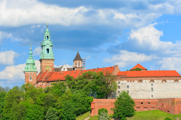 Fototapeta na wymiar Beautiful Wawel Royal Castle on sunny day in Krakow, Poland