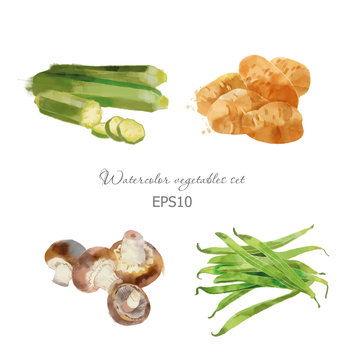 Set of zucchini potato mushrooms beans
