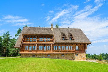Fototapeta na wymiar Mountain house in Arlamow village, Bieszczady Mountains, Poland