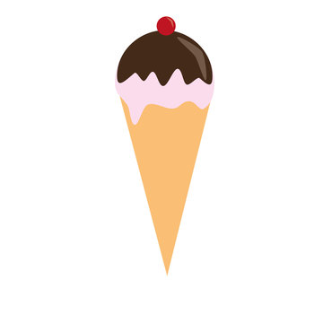 Strawberry ice cream and chocolate isolated