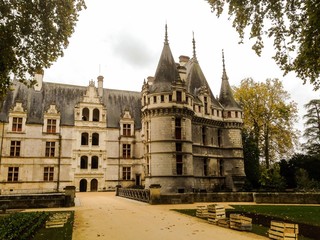 Fototapeta premium boxes of to be planted flowers in azay le rideau chateau 