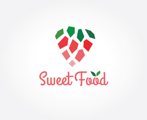 Abstract vector strawberry logo icon concept. Logotype template