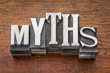 myths word in metal type