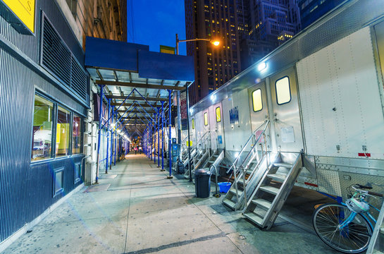 Manhattan Sidewalk At Night