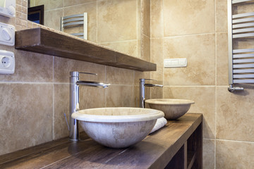 Expensive toilet with marble washbasin