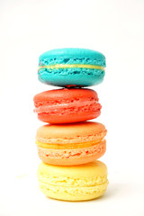 colorful macarons isolated on white backrgound