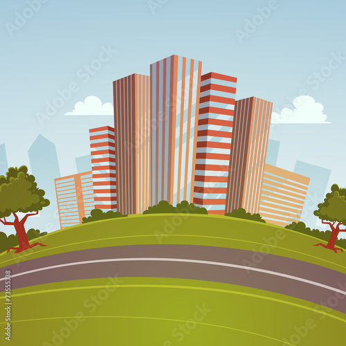 "Cartoon Cityscape" Stock image and royalty-free vector files on
