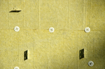 wall with thermal mineral rock wool insulation material