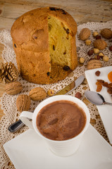 Panettone with hot chocolate