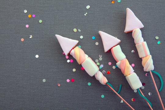 Conceptual Sweet Marshmallow Rocket Fireworks