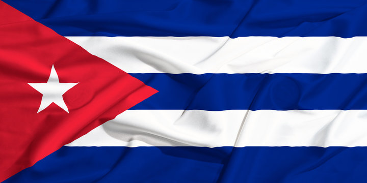 Cuba flag on a silk drape waving