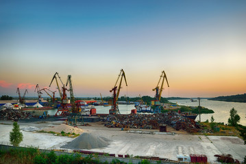 Fototapeta premium Port reception of scrap metal. Rostov-on-Don. Russia
