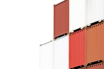 Stack of container shipping isolated on a white background