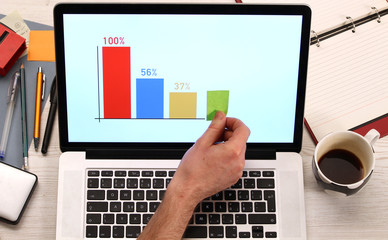 Office work - graph on laptop screen